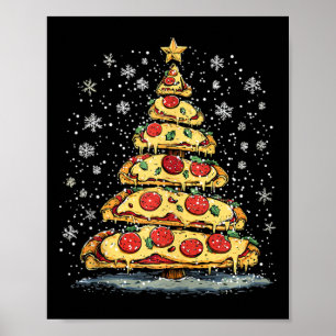 Póster Pizza Árbol de Navidad Festín de comida rápida par