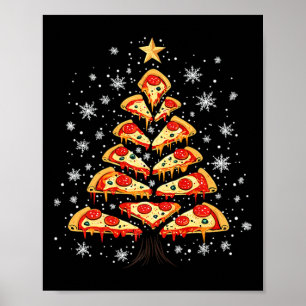 Póster Pizza Árbol de Navidad Festín de comida rápida par