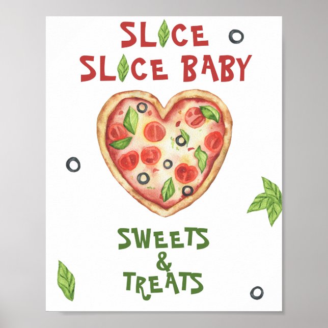 Póster pizza baby ducha - dulces y golosinas (Frente)
