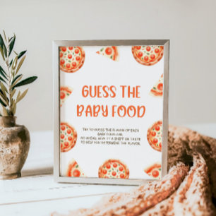 Póster Pizza Baby Shower Adivina El Rótulo De Comida Infa