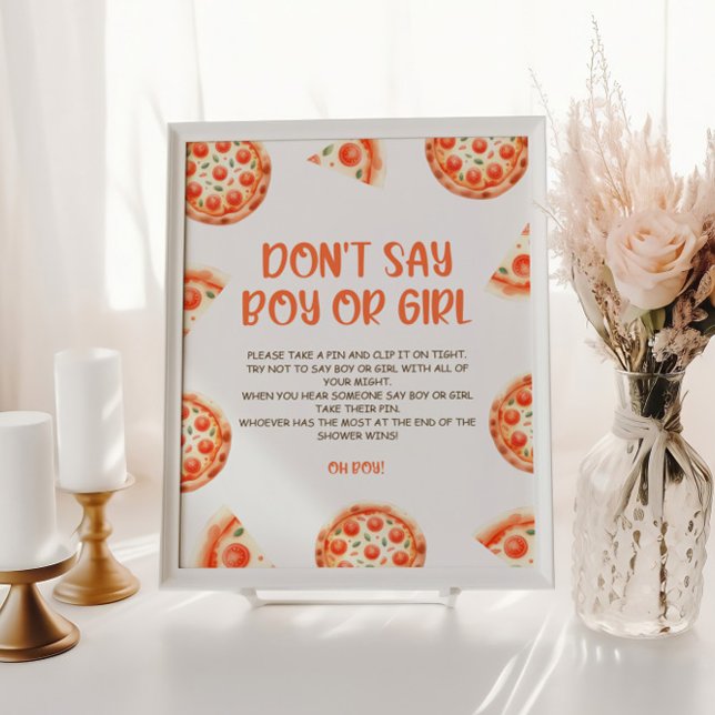 Póster Pizza Baby Shower no dice Rótulo de niño o Chica (Subido por el creador)