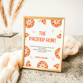 Póster Pizza Baby Shower Pacifier Hunt Game Rótulo