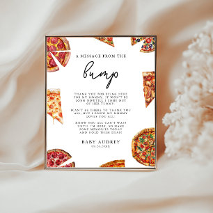 Póster Pizza Baby Shower Un Mensaje Del Rótulo Bump