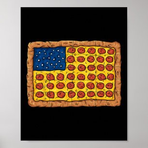 Póster Pizza Bandera Estadounidense 4 De Julio Fun Food B