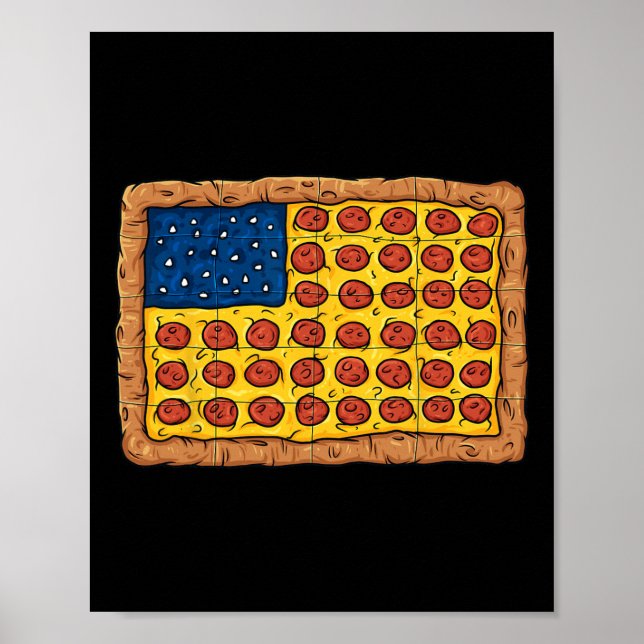 Póster Pizza Bandera Estadounidense 4 De Julio Fun Food B (Frente)
