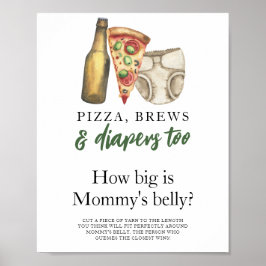 Póster Pizza, brotes y pañales Qué grande es la barriga d
