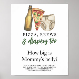 Póster Pizza, brotes y pañales Qué grande es la barriga d