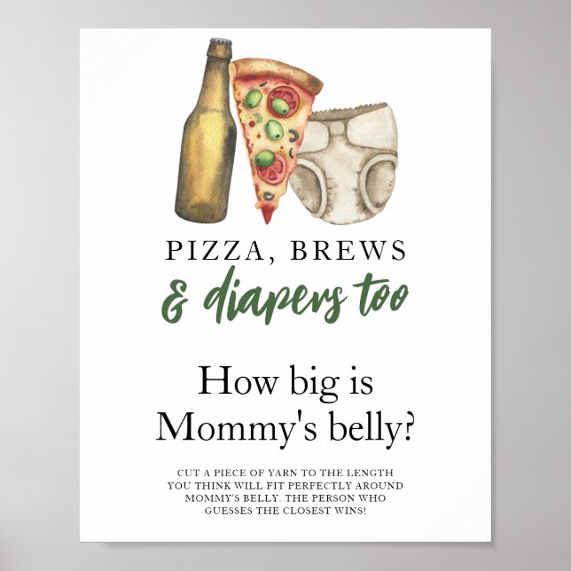 Póster Pizza, brotes y pañales Qué grande es la barriga d (Frente)