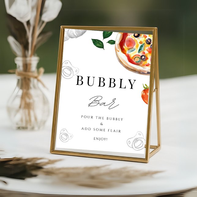 Póster Pizza Bubbly Bar Tabletop Rótulo Poster (Pizza Bubbly Bar Tabletop Sign Poster)