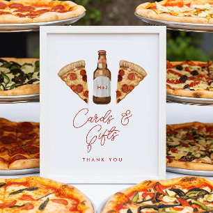 Póster Pizza & Cerveza Parejas Ducha Tarjetas y Regalos R