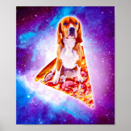 Póster Pizza de paseos en galaxia por perros