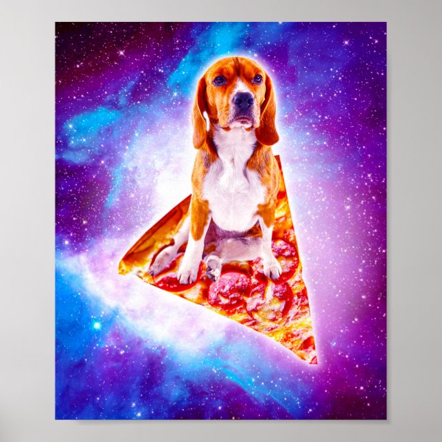 Póster Pizza de paseos en galaxia por perros (Frente)