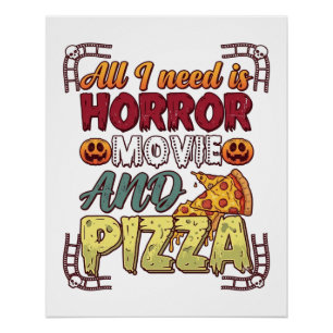 Póster Pizza de Película de Terror Halloween Calabaza Crá