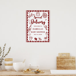Póster Pizza doodle special Delivery Baby Shower 