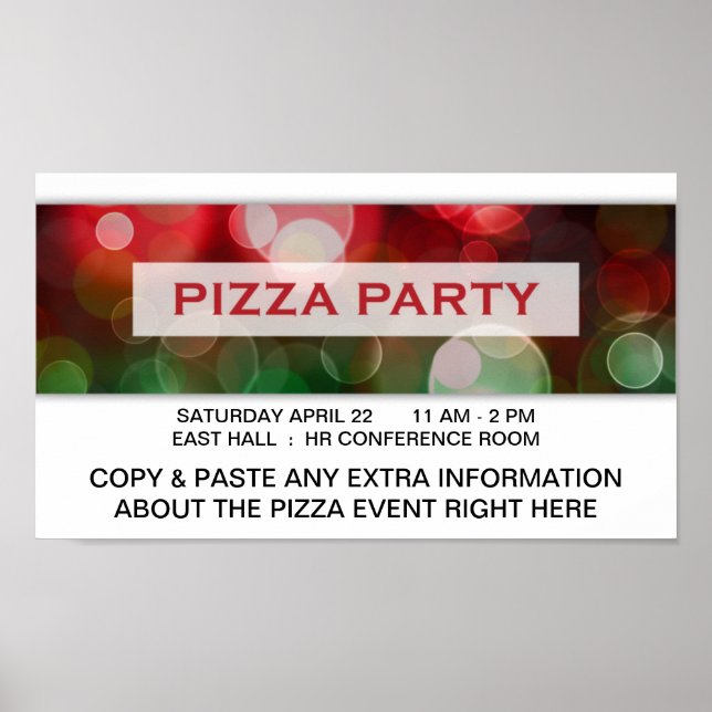 Póster pizza fiesta bokeh (Frente)