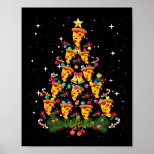 Póster Pizza ligera de árbol de navidad Pizza comida rápi