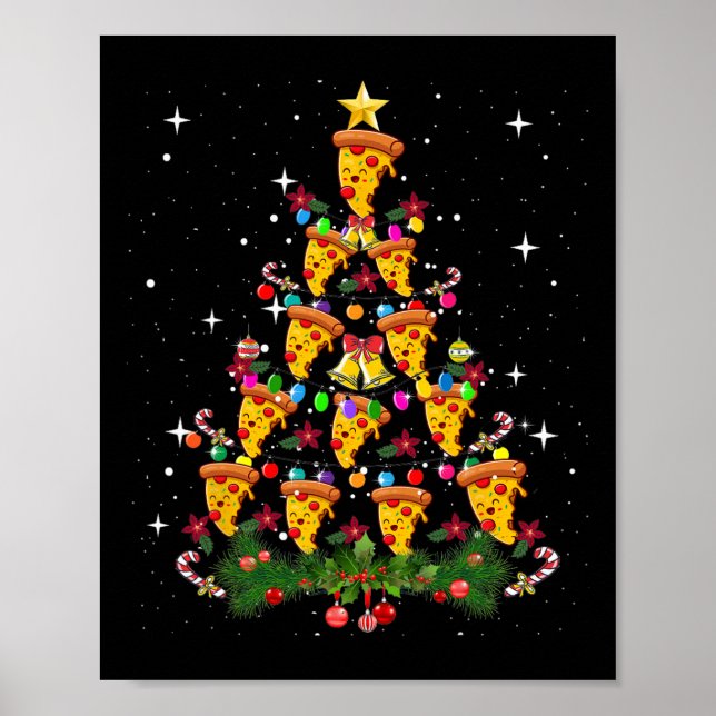 Póster Pizza ligera de árbol de navidad Pizza comida rápi (Frente)