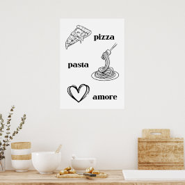 Póster Pizza Pasta & Amore