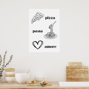 Póster Pizza Pasta & Amore