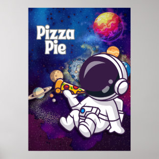 Póster Pizza Pie fun Astronaut Wall art Poster