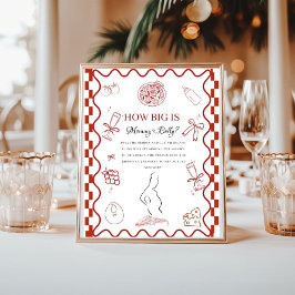 Póster Pizza roja Bebé Qué grande es el letrero de ducha 