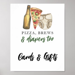 Póster Pizza, Ropa de cerveza y pañales Tarjetas y obsequ