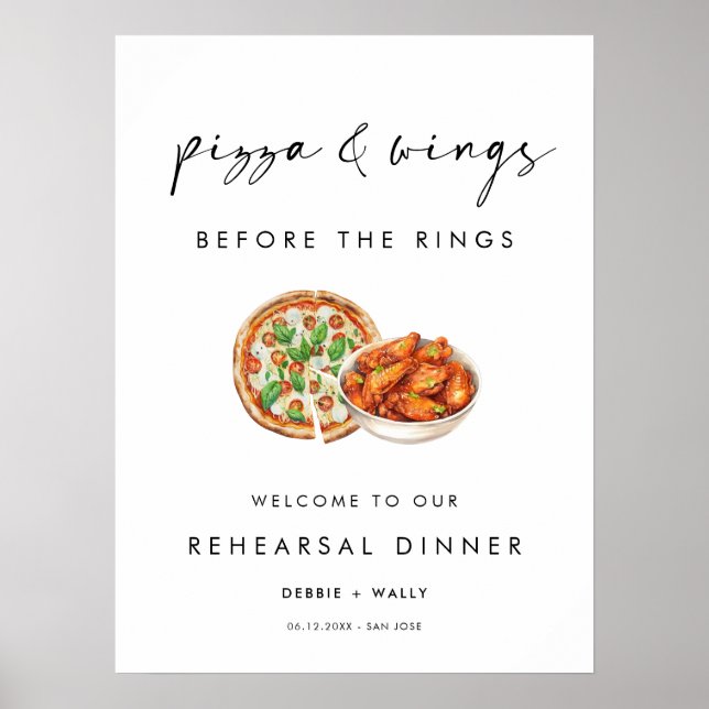 Póster Pizza y alas antes del ensayo de los anillos (Frente)