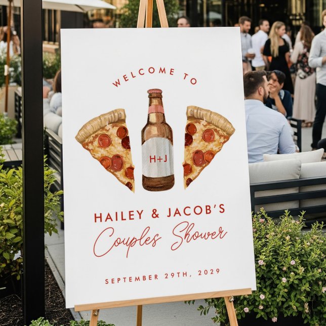 Póster Pizza y Cerveza Casual Parejas Boda Ducha de Novia (Subido por el creador)