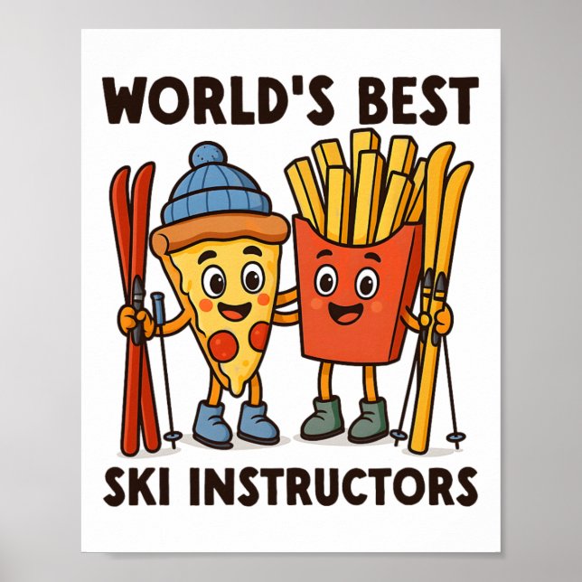 Póster Pizza y papas fritas de los mejores instructores d (Frente)