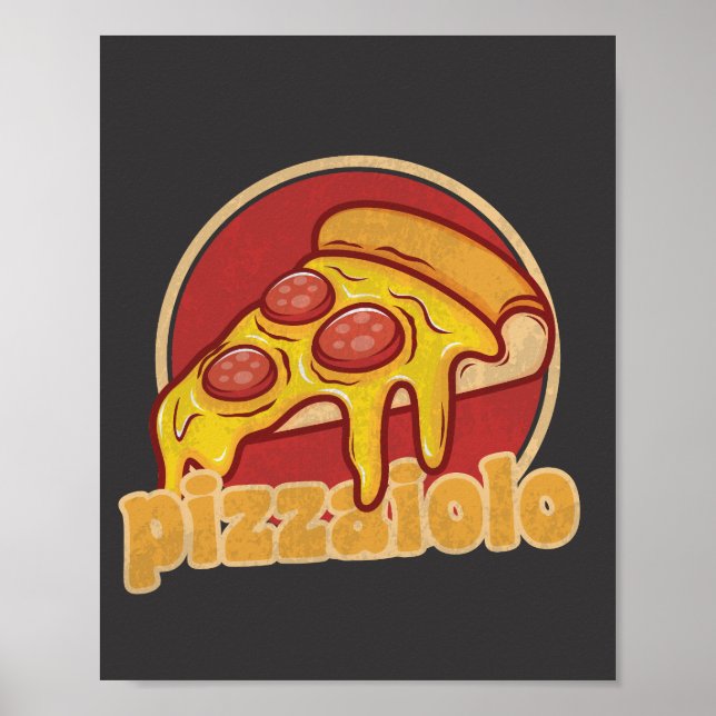 Póster pizzaiolo ilustracion de pastelería de regalo de p (Frente)