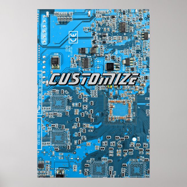 Póster Placa base de circuito PCB azul personalizada para (Frente)