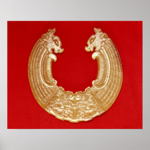 Póster Placa con dos dragones y una máscara del TAO-lazo