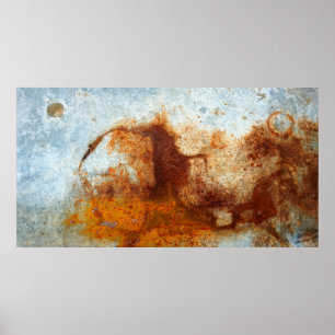 Póster Placa de acero oxidada antigua, textura de placa d