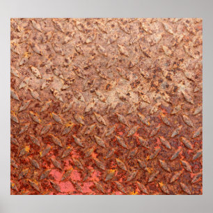 Póster Placa de acero rusto, textura metalizado gruesa.