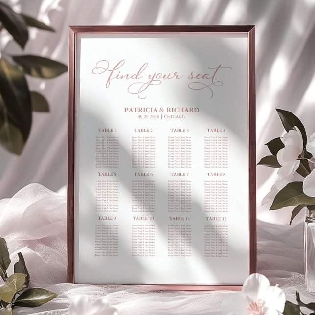 Póster Placa de boda para el plano de asiento Elegante 12 (Subido por el creador)