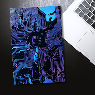 Póster Placa de circuito electrónico azul del nerd de sal
