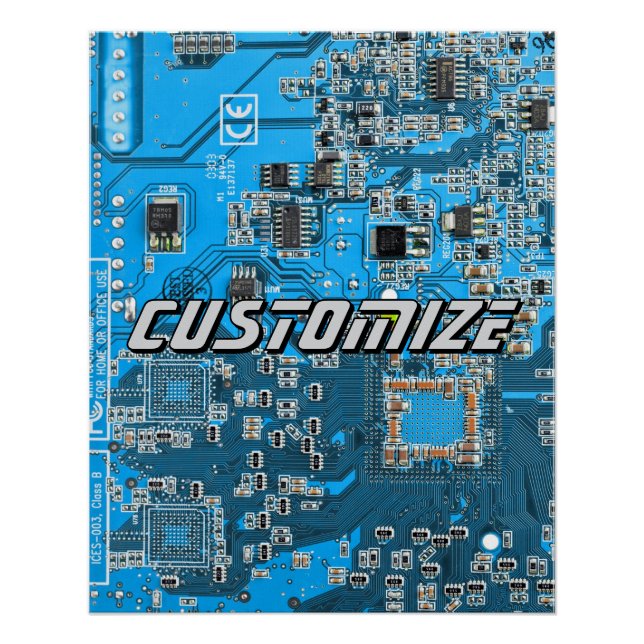 Póster Placa de circuito PCB azul personalizada para prof (Anverso)