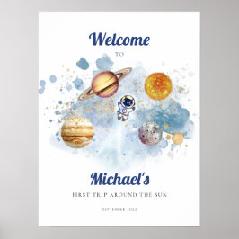 Póster Placa de espuma de primer cumpleaños del cohete es