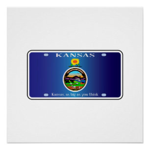 Póster Placa de licencia de Bandera de Kansas