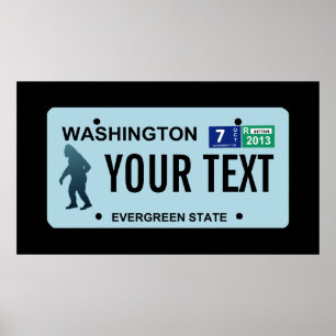 Póster Placa de licencia de Washington Sasquatch