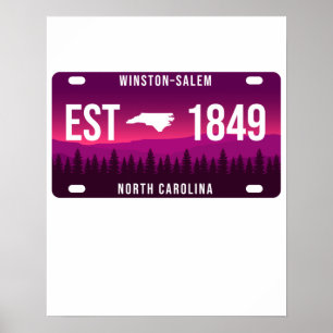 Póster Placa de licencia de Winston-salem North Carolina