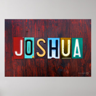 Póster Placa de licencia JOSHUA Letra Art Name Rótulo