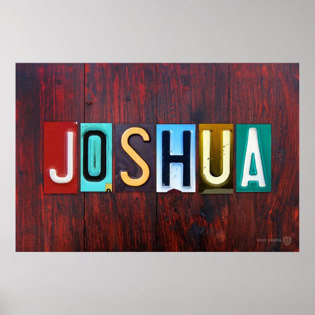 Póster Placa de licencia JOSHUA Letra Art Name Rótulo (Frente)