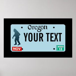 Póster Placa de licencia Oregon Sasquatch