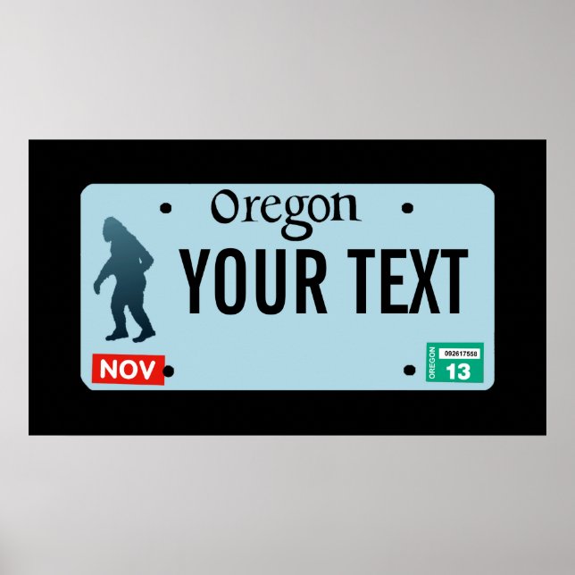 Póster Placa de licencia Oregon Sasquatch (Frente)