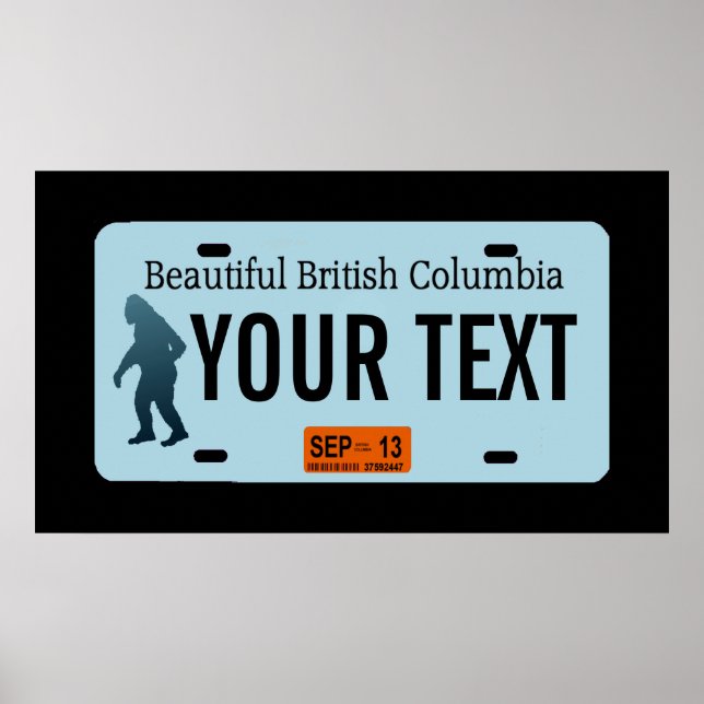 Póster Placa de licencia Sasquatch de Columbia Británica (Frente)