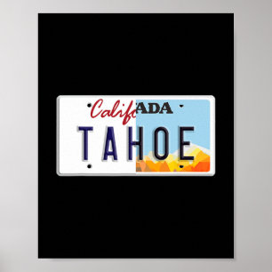 Póster Placa de Matrícula Antigua Lake Tahoe California N