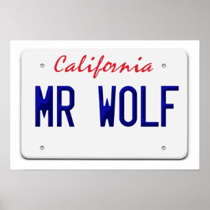 Póster placa de matrícula de California Sr Lobo