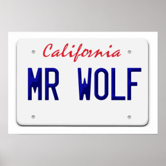 Póster placa de matrícula de California Sr Lobo