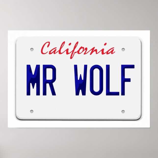 Póster placa de matrícula de California Sr Lobo (Frente)